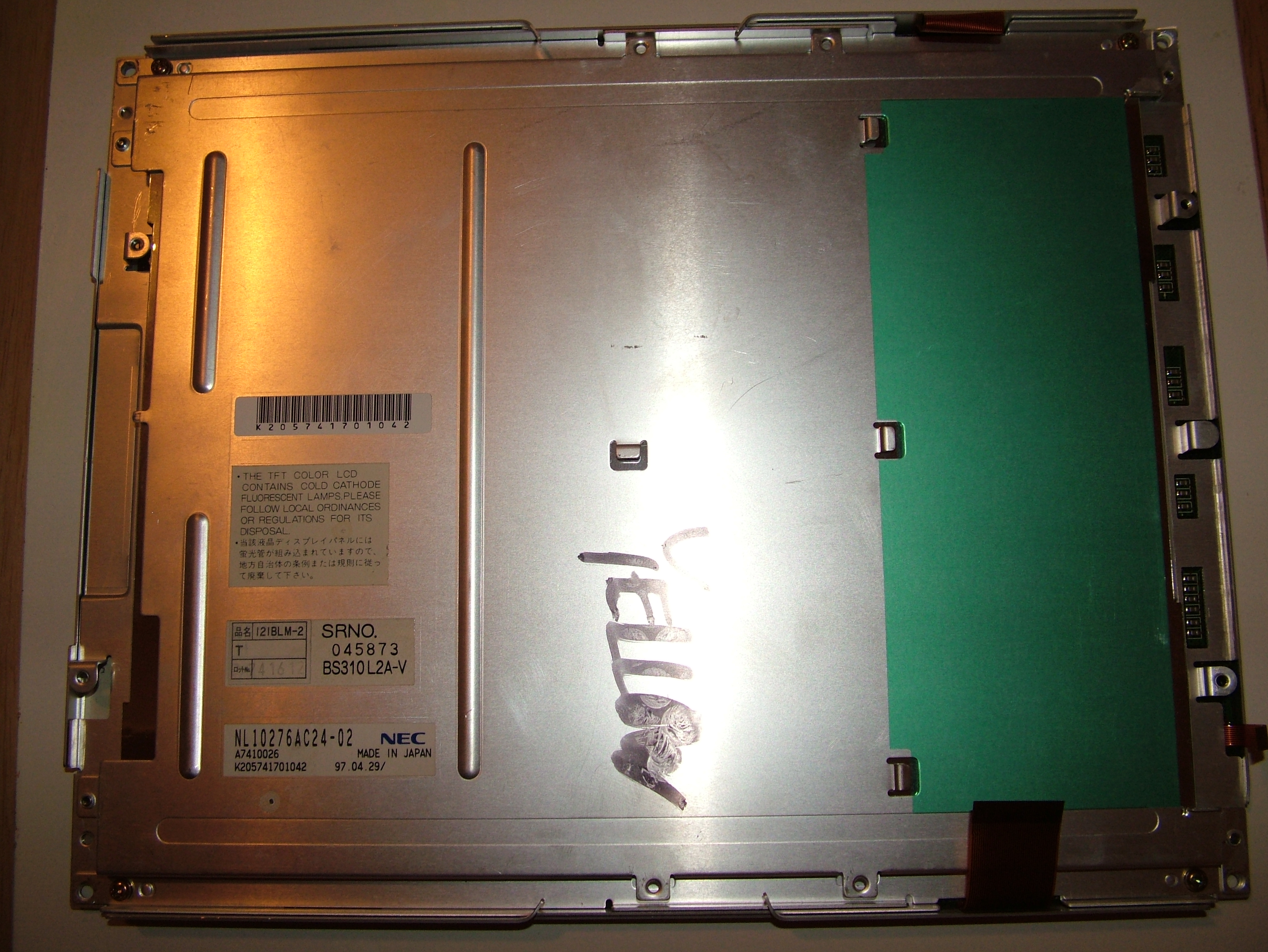 NL10276AC24-02, BS310L2A-V, NEC, 12.1 XGA Matte laptop LCD, Reso