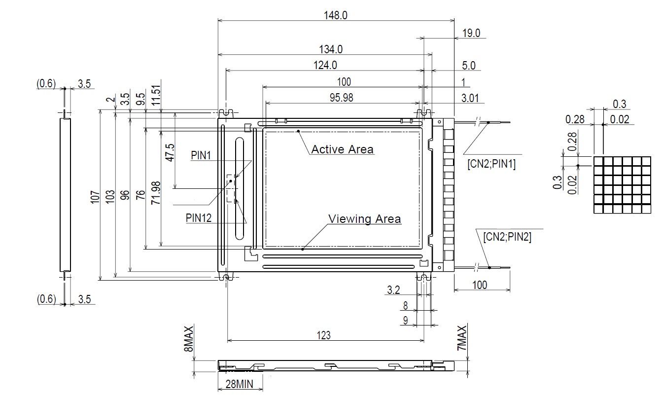 LM32010P, Sharp, Display size 12 [4.7] cm [ "] Brightness 80 cd/