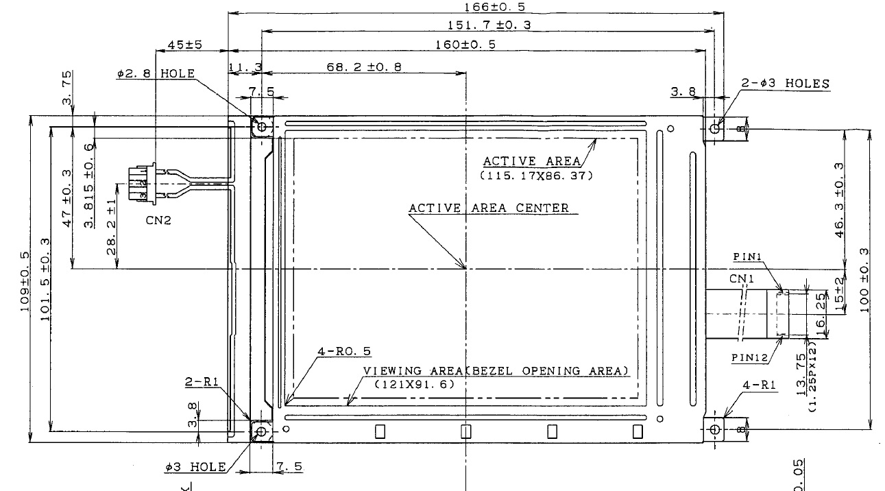 LM32019P, Sharp, Medium size B/W STN LCD,Display size 14 [5.7] c