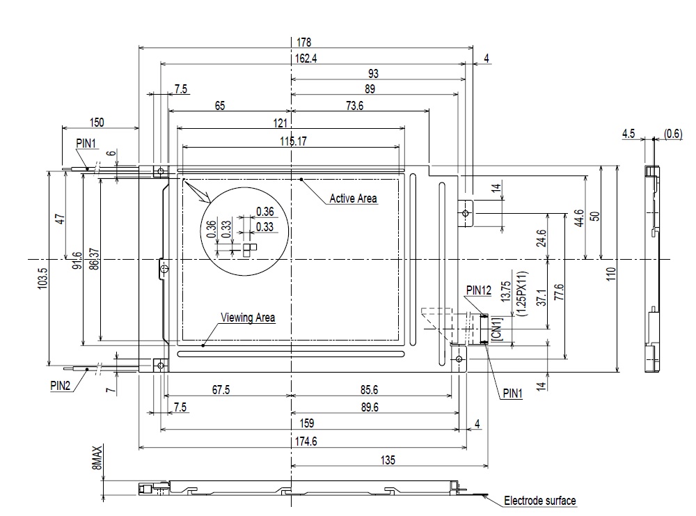 LM32K071, Sharp, Medium Size Graphic Type LCD Module, Display si