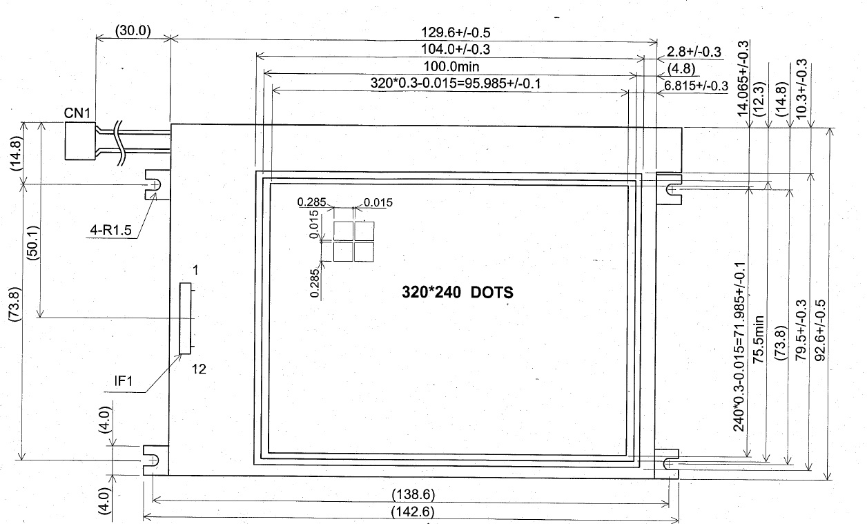 LMG7525RPFF, Hitachi, 4.7" STN LCD INDUSTRIAL DISPLAY/ TOUCH SCR