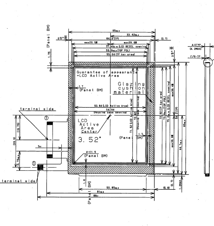 LQ035Q7DH06, Sharp, Screen size (Diagonal) 8.9 [3.52"] Diagonal