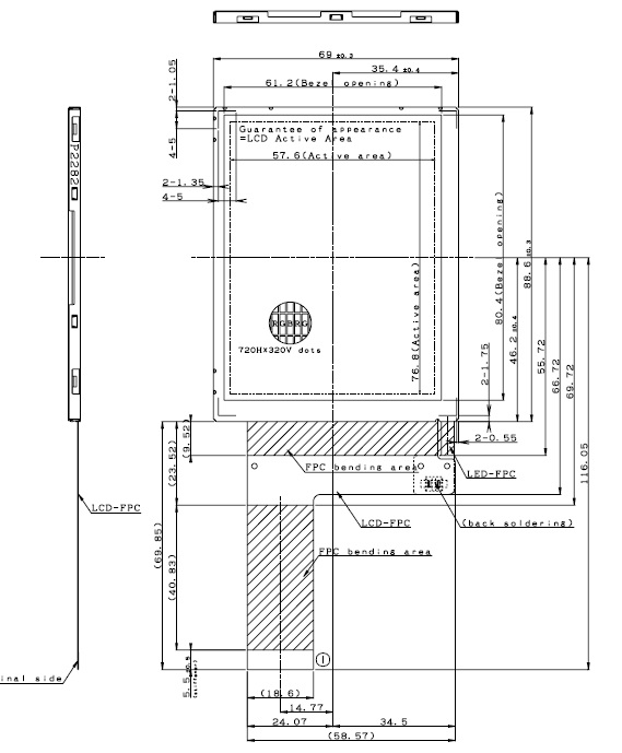 LQ038Q7DB03R, Sharp, Screen size (Diagonal) 9.54 [3.78�] Diagona
