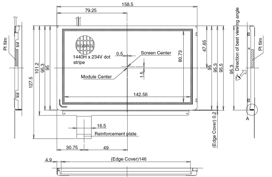 LQ065T5GG02, Colour TFT-LCD Module, Car Navigation, 16 cm [6.5"]