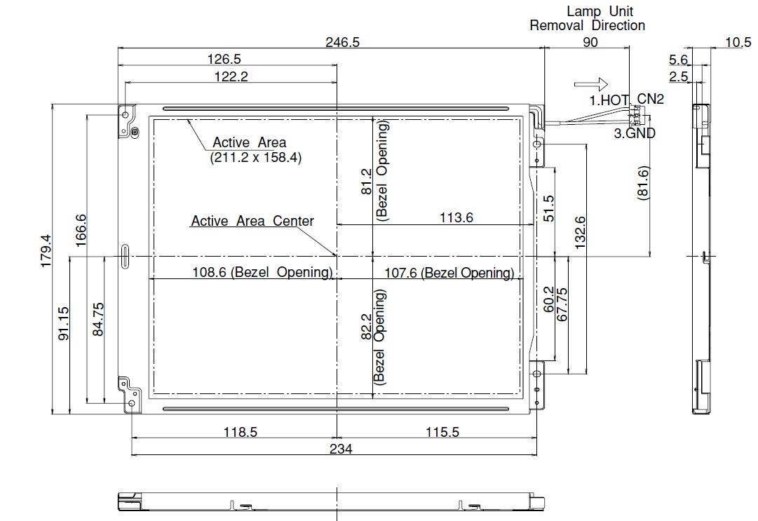 LQ10D367, Sharp, 26 cm [10.4"] VGA format, High brightness (200