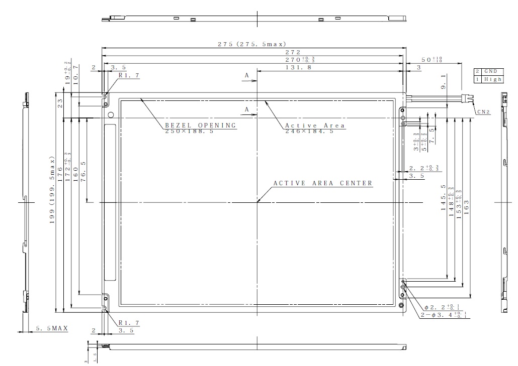 LQ121S1LH02, Sharp, Display size 31 (12.1") Diagonal cm