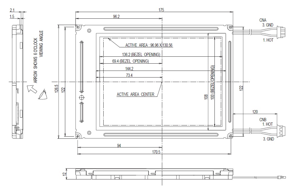 LQ64D341, Sharp, Colour TFT-LCD, 16 cm [6.4"] VGA format, High b