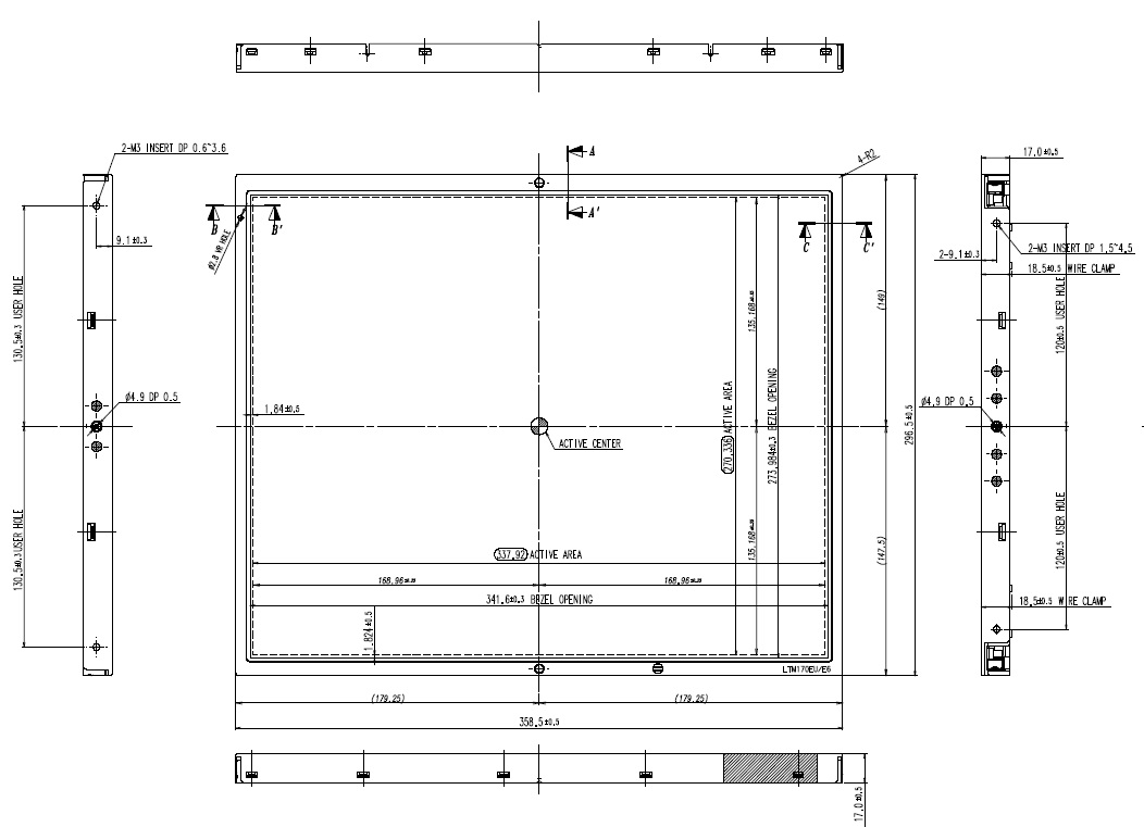 LTM170EU-L11, Samsung, 17.0" TFT LCD, Display area 337.92(H) x 2