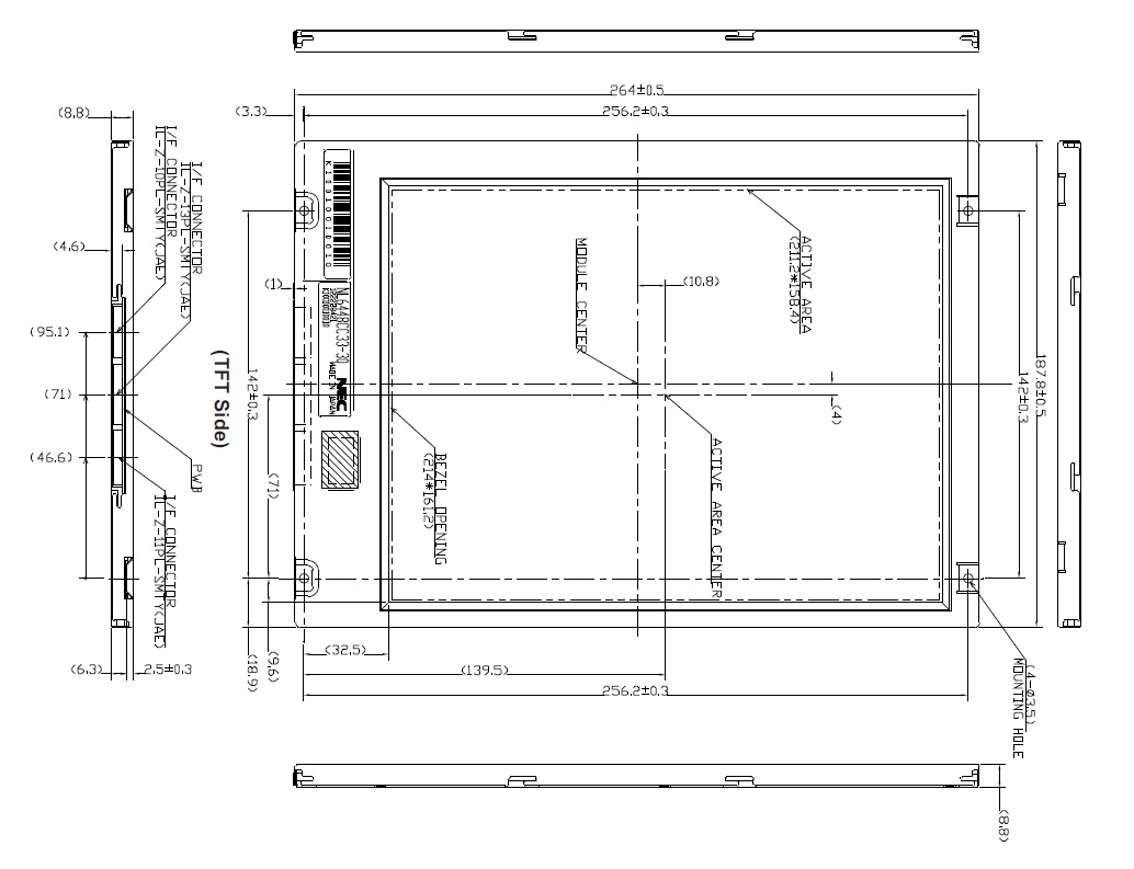 NL6448CC33-30, NEC, 26 cm (10.4 inches), 640 x 480 pixels, 262,1