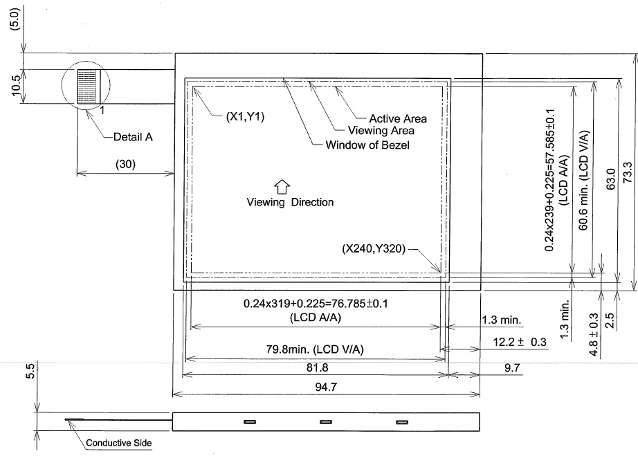SP10Q010-T, Hitachi, LCD MODULE, VGA, 3.8", MONO, STN
