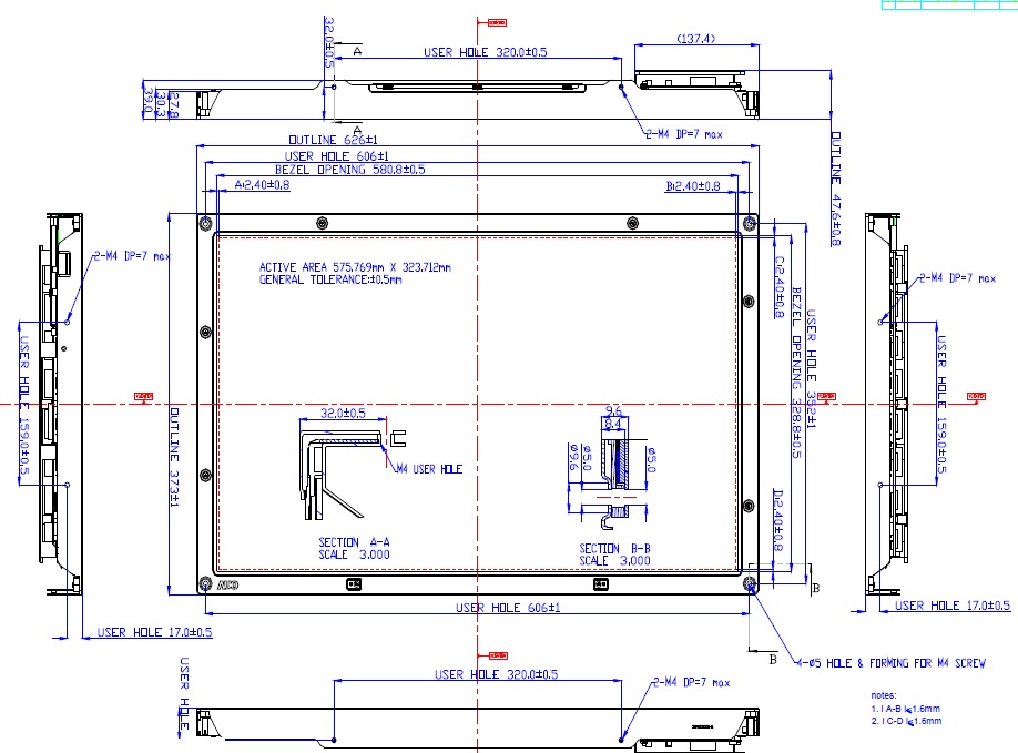 T260XW02, AU, 26.0�WXGA Color TFT-LCD, Active Screen Size 26.0 i