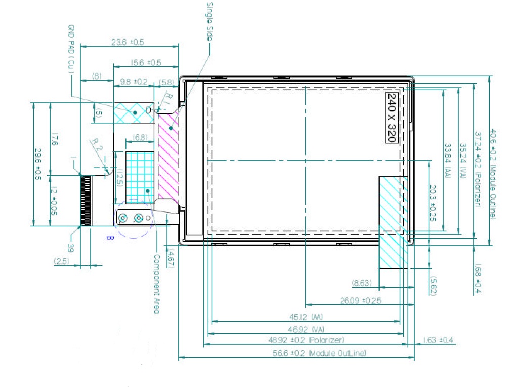 TD022SREC6, Toppoly, 2.2�(5.6 cm) LCD, Display Size (Diagonal) 2
