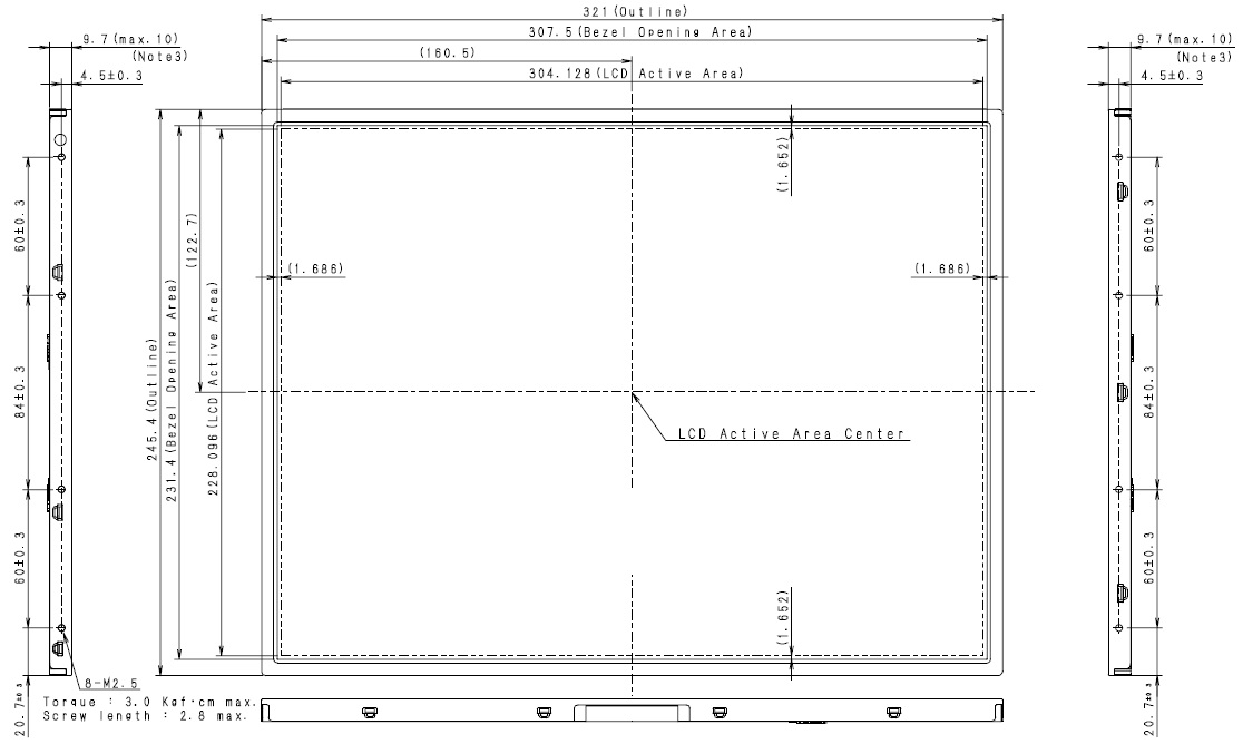 TM150XG-A01, Sanyo, 15.0" LCD, Resolution 1024 x 768,