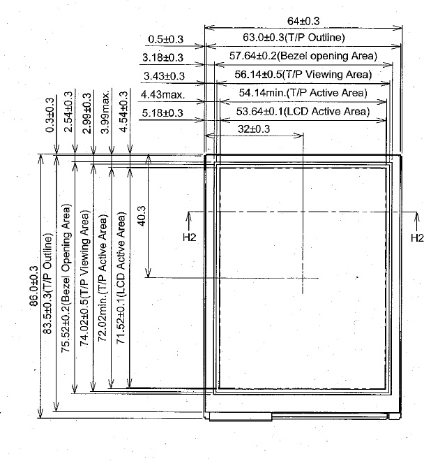 TX09D70VM1CCA, HITACHI, LCD MODULE, TFT, 3.5" Illumination Col