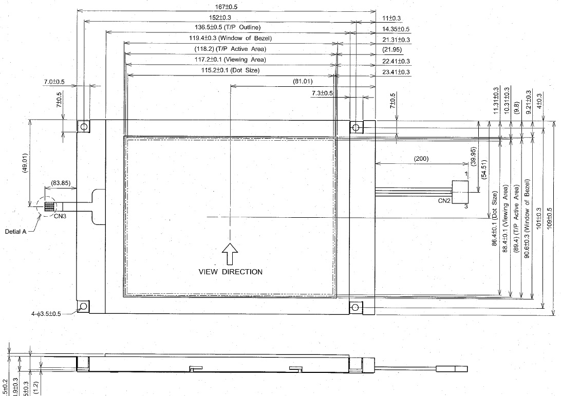 TX14D11VM1CAB, Hitachi, 5.7-inch TFT 320x240 QVGA liquid crystal