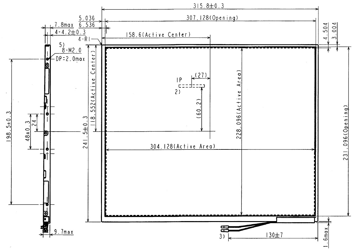 TX38D88VC1GAA, Hitachi, 15 XGA Glossy laptop LCD, XGA (1024x768)