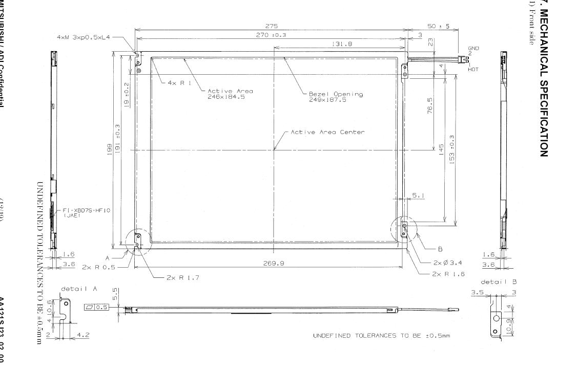 AA121SJ23 12.1� SVGA TFT LCD Display Screen