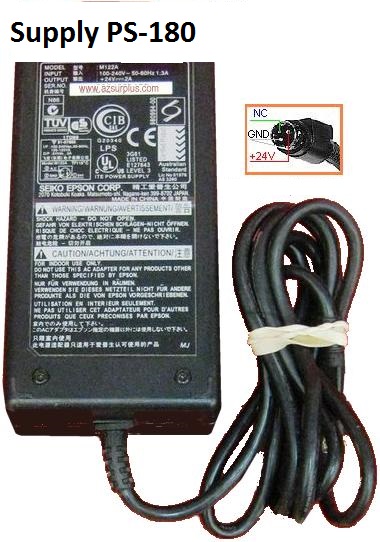 Digipos or epson PS-180 AC Power Supply Adapter 60W 24V 2.5A - P